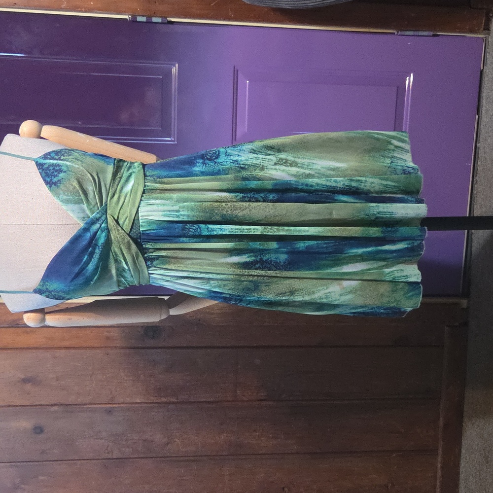 Medium Ruby Rox Y2K Mini Dress. Green Fairycore. Grunge. Printed